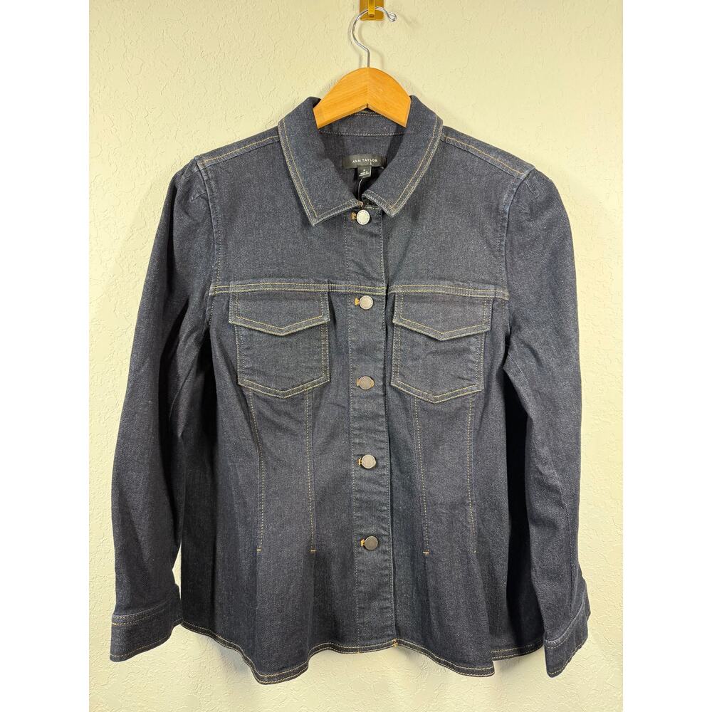 Women's Ann Taylor‎ Denim Blue Jean Jacket Size 16 NEW